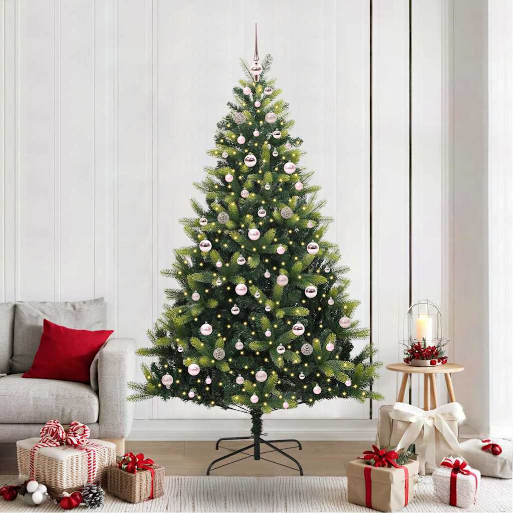 Künstlicher Klapp-Weihnachtsbaum mit 300 LEDs Grün 210 cm