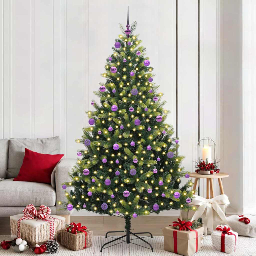 Künstlicher Klapp-Weihnachtsbaum mit 300 LEDs Grün 210 cm