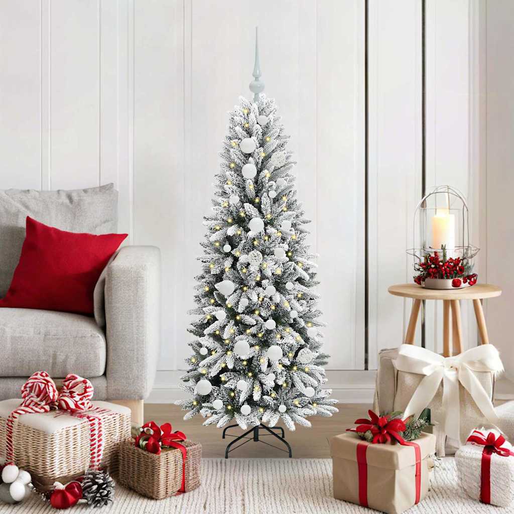 Künstlicher Weihnachtsbaum mit 150 LEDs mit Ständer Weiß 120 cm