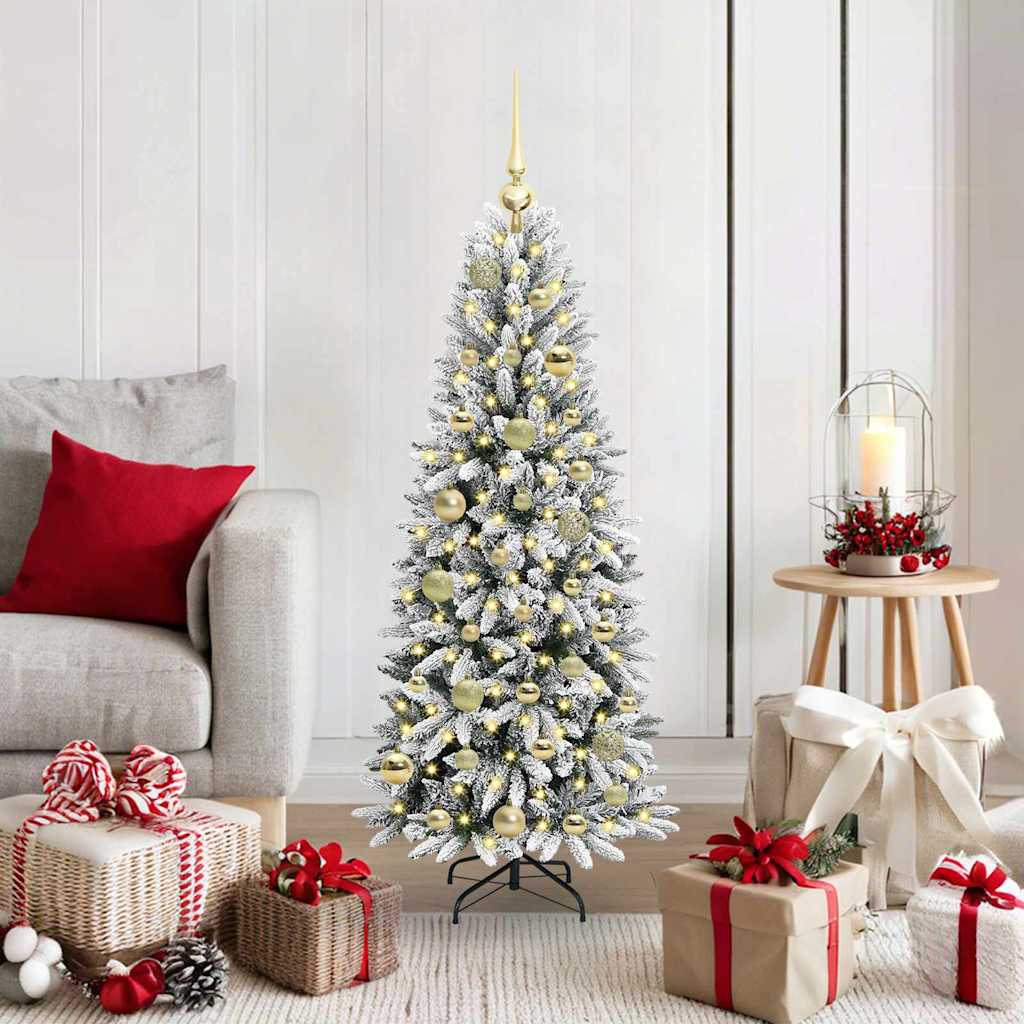 Künstlicher Weihnachtsbaum mit 150 LEDs mit Ständer Weiß 120 cm