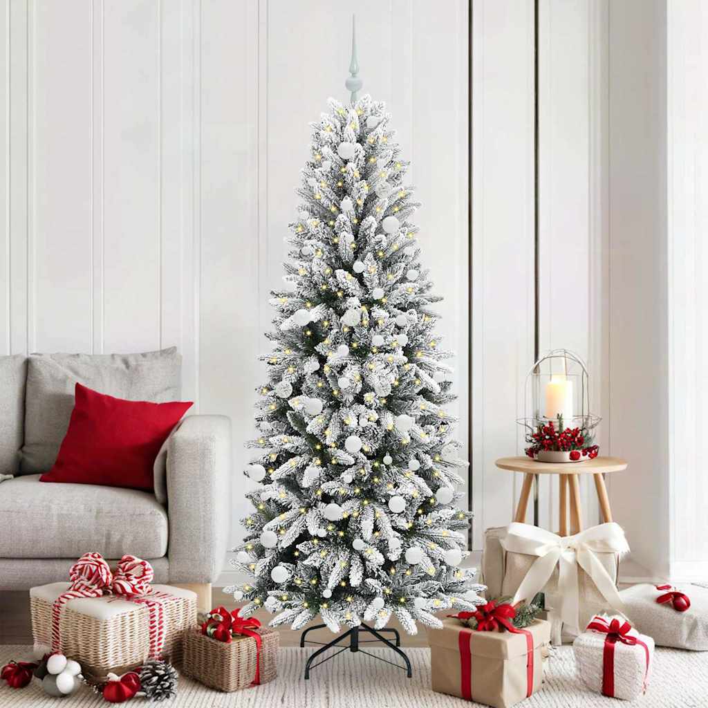 Künstlicher Weihnachtsbaum mit 300 LEDs mit Ständer Weiß 180 cm