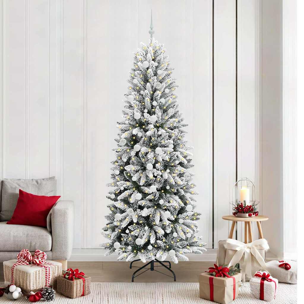 Künstlicher Weihnachtsbaum mit 300 LEDs mit Ständer Weiß 210 cm
