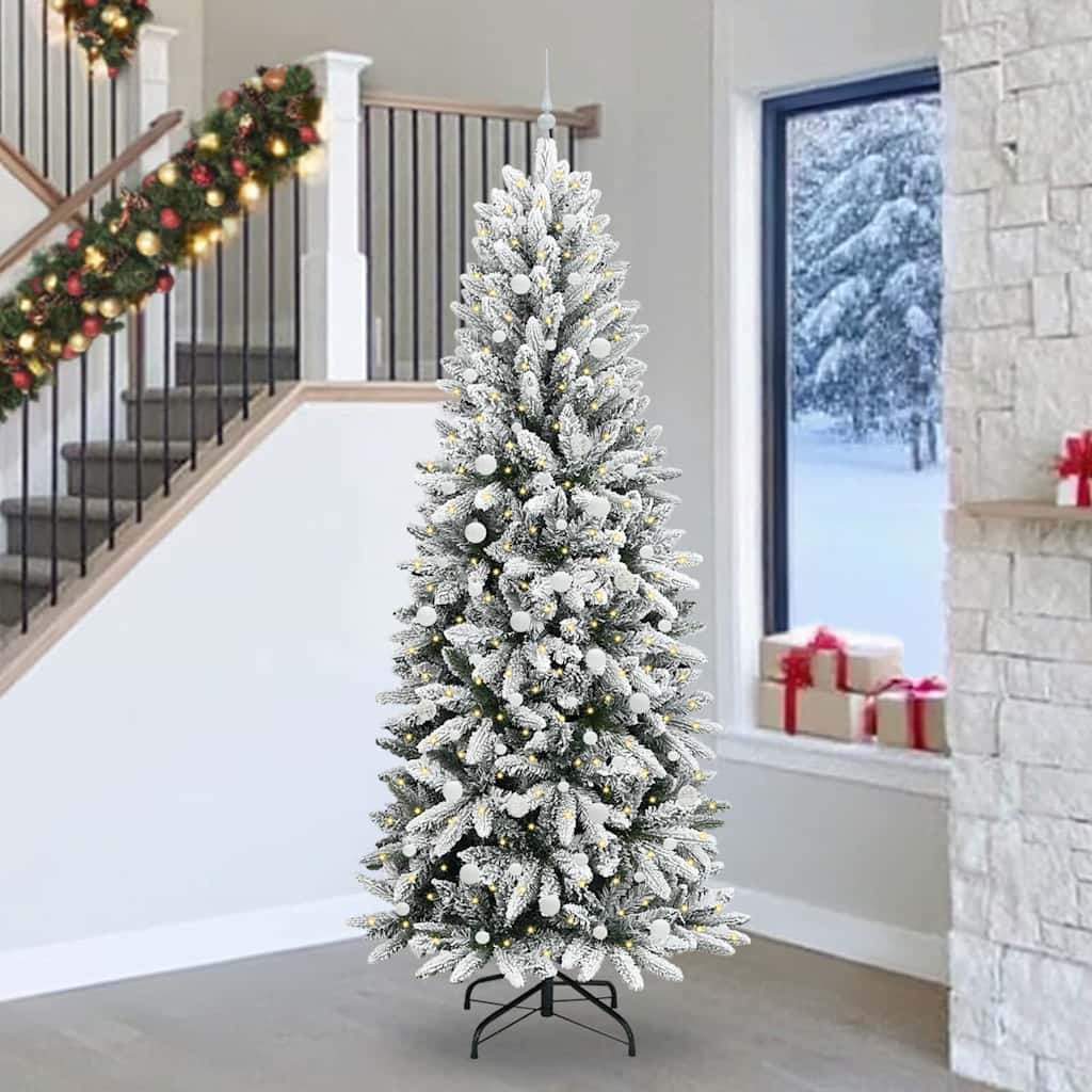 Künstlicher Weihnachtsbaum mit 300 LEDs mit Ständer Weiß 240 cm