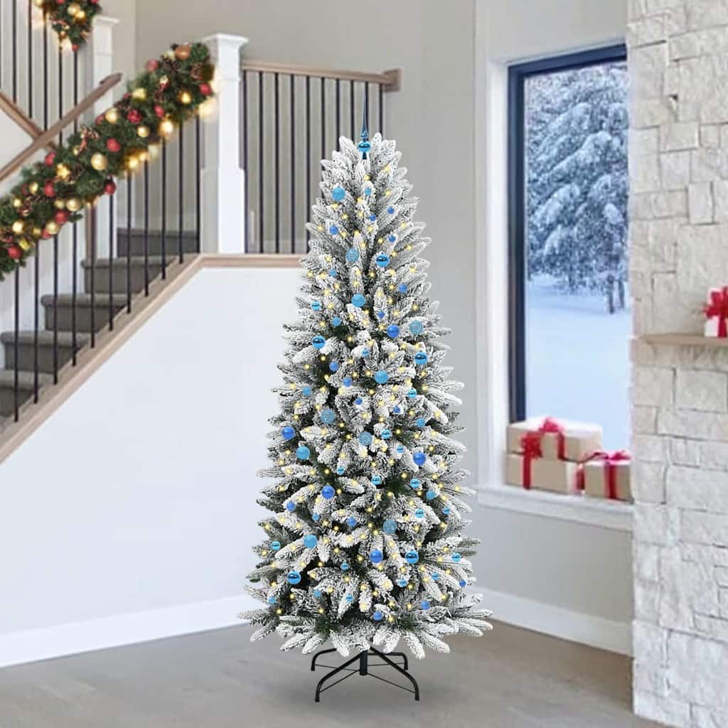 Künstlicher Weihnachtsbaum mit 300 LEDs mit Ständer Weiß 240 cm