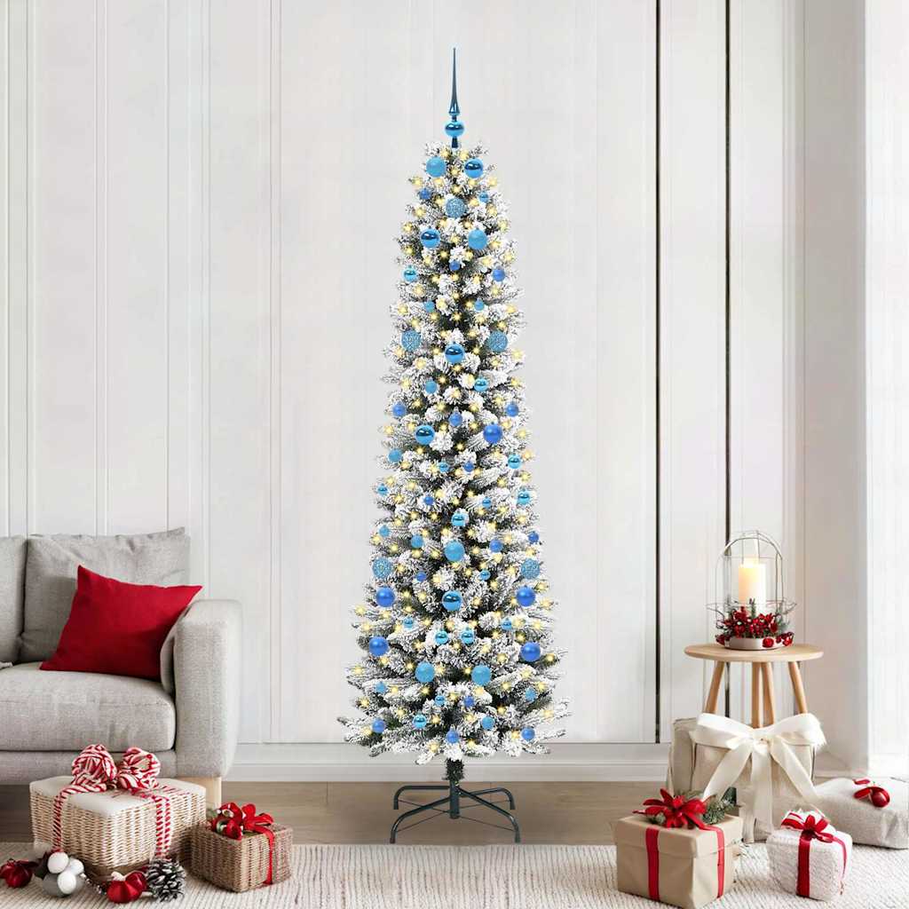 Künstlicher Weihnachtsbaum mit 300 LEDs mit Ständer Weiß 210 cm