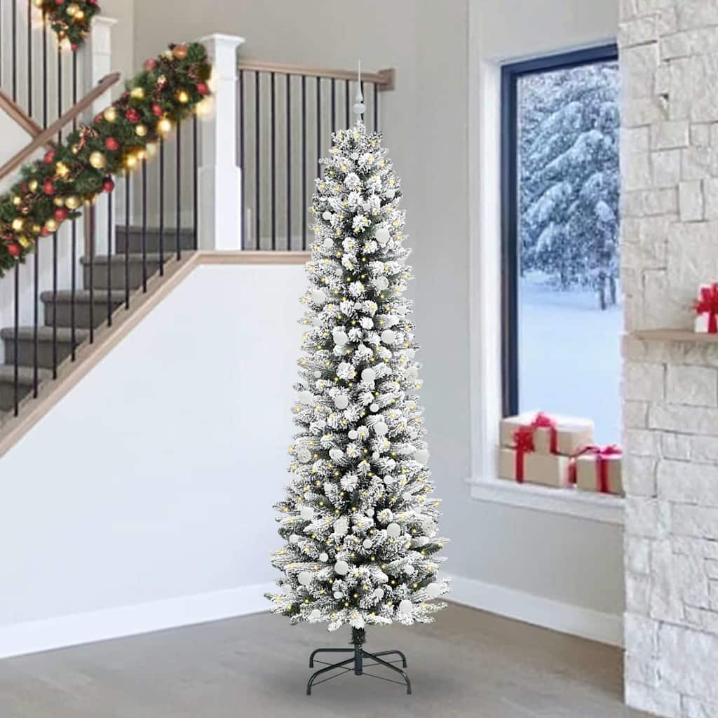 Künstlicher Weihnachtsbaum mit 300 LEDs mit Ständer Weiß 240 cm
