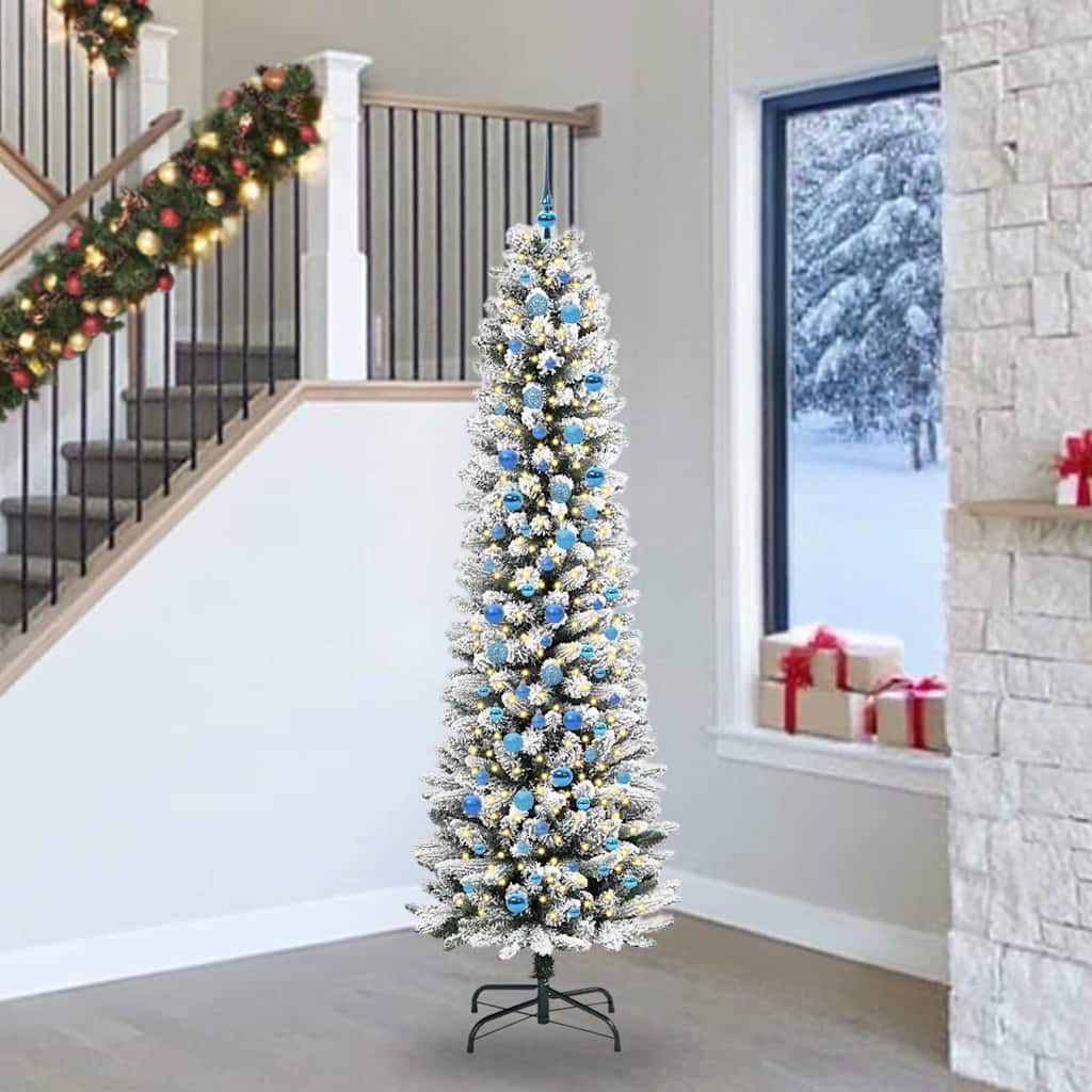 Künstlicher Weihnachtsbaum mit 300 LEDs mit Ständer Weiß 240 cm