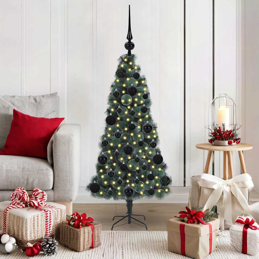 Künstlicher vorbeleuchteter Weihnachtsbaum mit Kugelset 120 cm