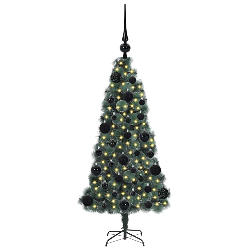 Künstlicher vorbeleuchteter Weihnachtsbaum mit Kugelset 120 cm