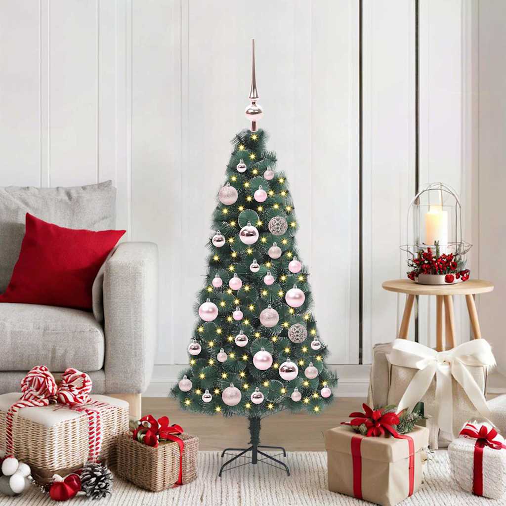 Künstlicher vorbeleuchteter Weihnachtsbaum mit Kugelset 120 cm