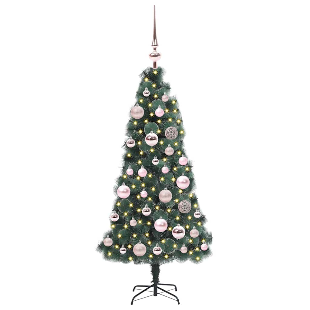 Künstlicher vorbeleuchteter Weihnachtsbaum mit Kugelset 120 cm