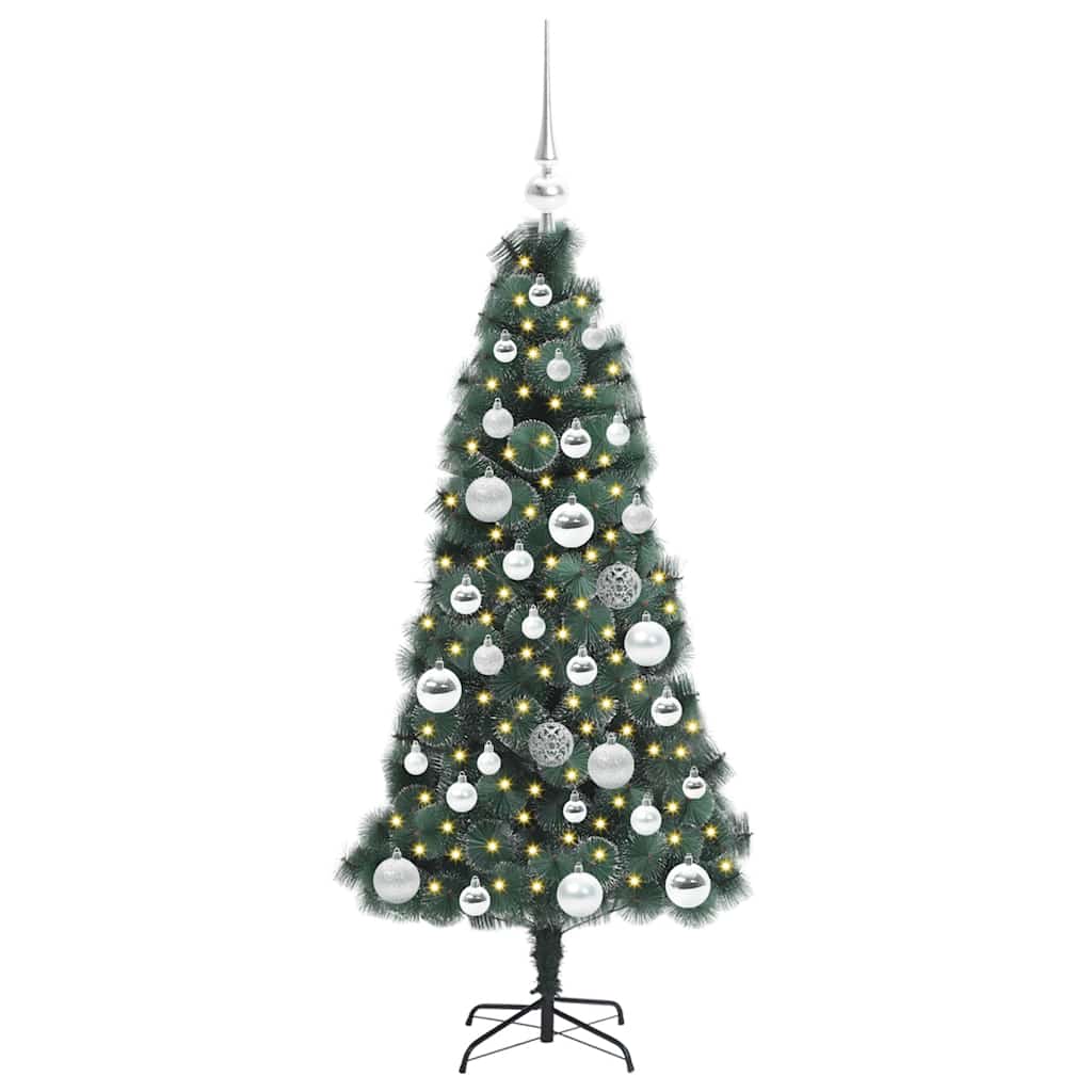 Künstlicher vorbeleuchteter Weihnachtsbaum mit Kugelset 120 cm