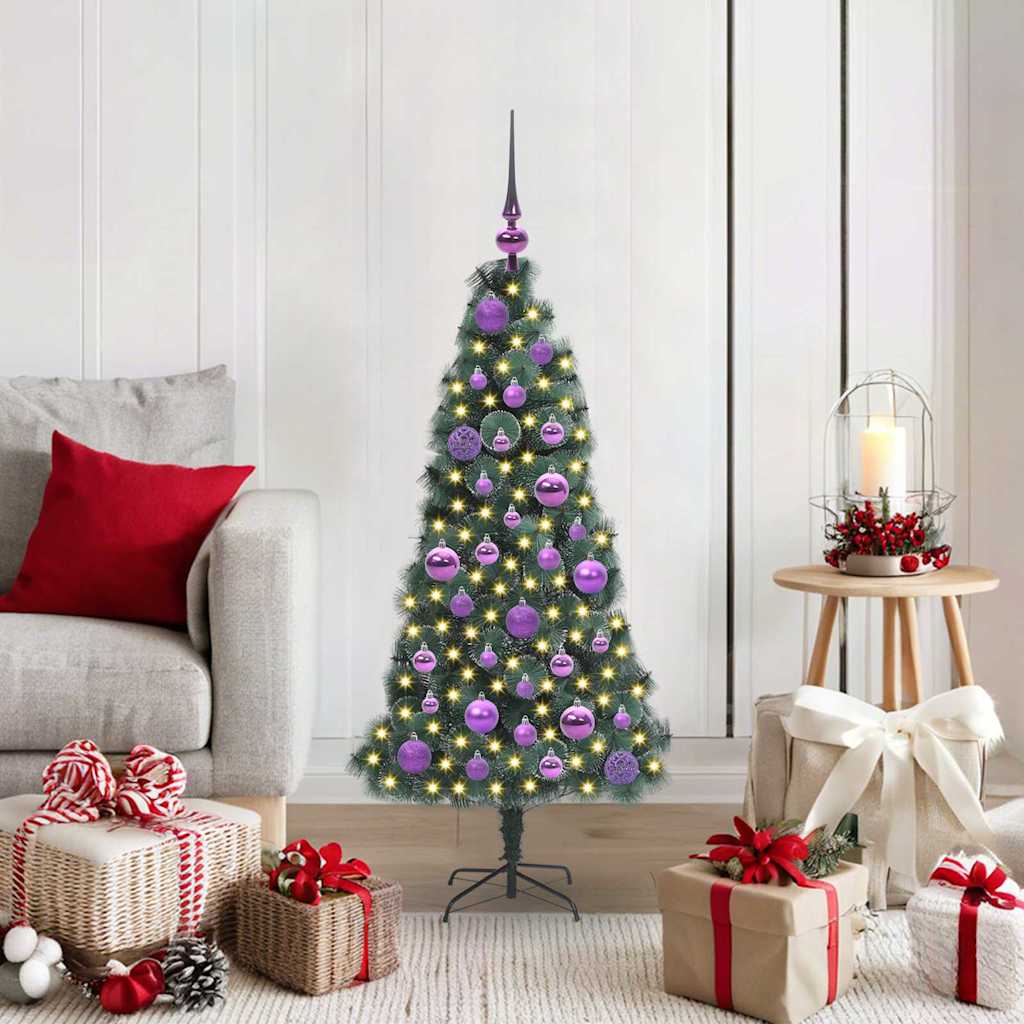 Künstlicher vorbeleuchteter Weihnachtsbaum mit Kugelset 120 cm