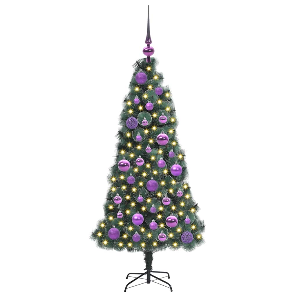 Künstlicher vorbeleuchteter Weihnachtsbaum mit Kugelset 120 cm