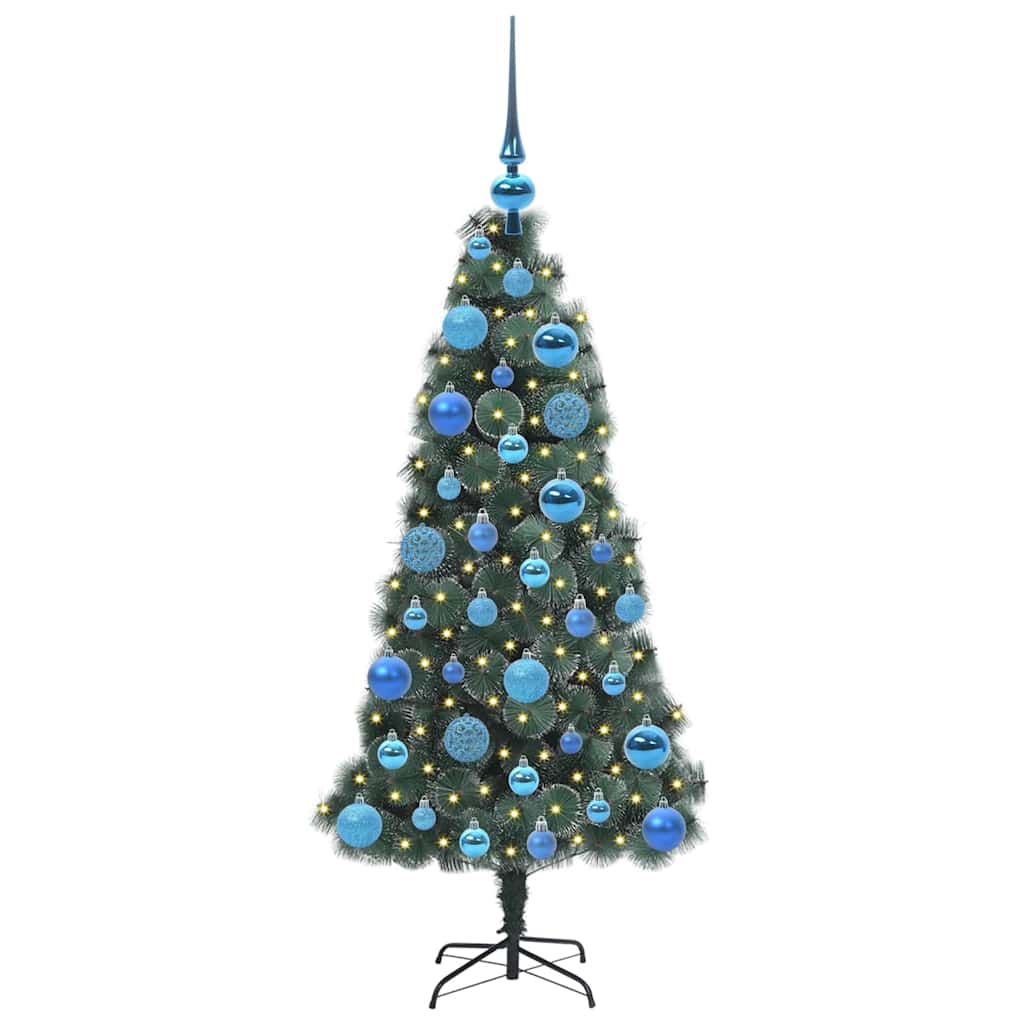 Künstlicher vorbeleuchteter Weihnachtsbaum mit Kugelset 120 cm