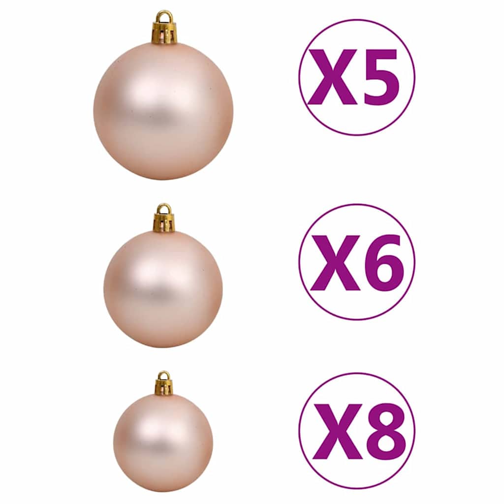 Künstlicher vorbeleuchteter Weihnachtsbaum mit Kugelset 150 cm