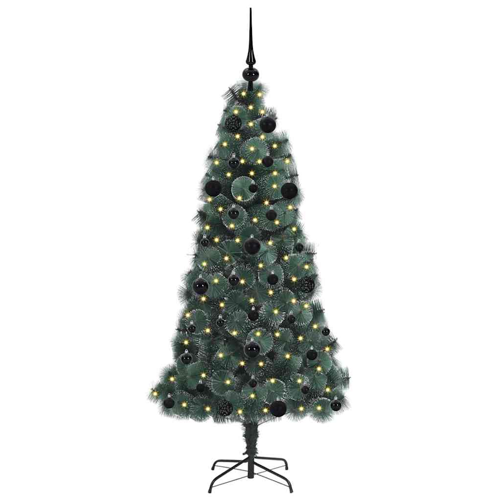 Künstlicher vorbeleuchteter Weihnachtsbaum mit Kugelset 150 cm