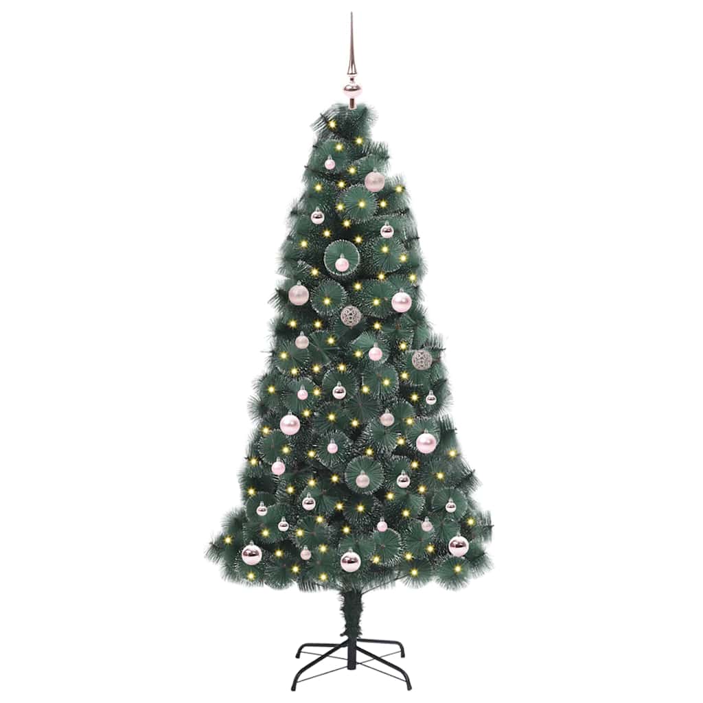 Künstlicher vorbeleuchteter Weihnachtsbaum mit Kugelset 150 cm