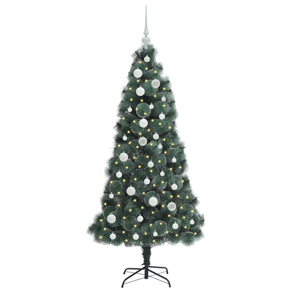 Künstlicher vorbeleuchteter Weihnachtsbaum mit Kugelset 150 cm