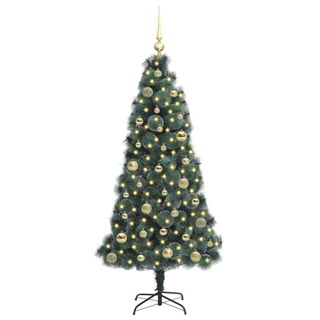 Künstlicher vorbeleuchteter Weihnachtsbaum mit Kugelset 150 cm