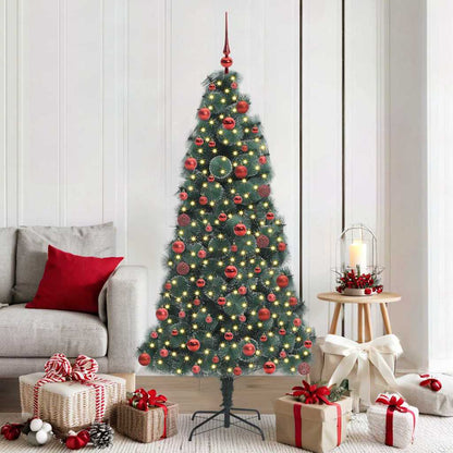 Künstlicher vorbeleuchteter Weihnachtsbaum mit Kugelset Grün