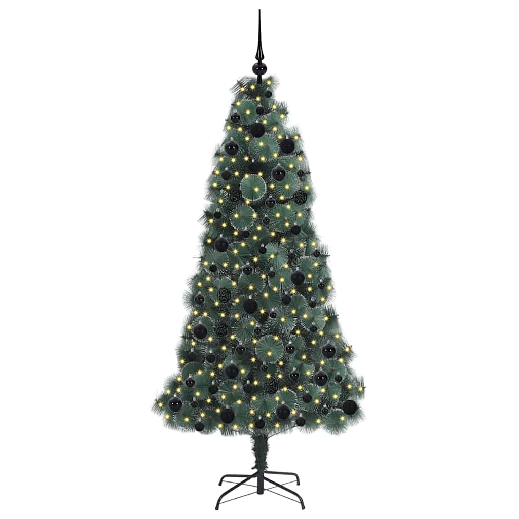 Künstlicher vorbeleuchteter Weihnachtsbaum mit Kugelset 180 cm