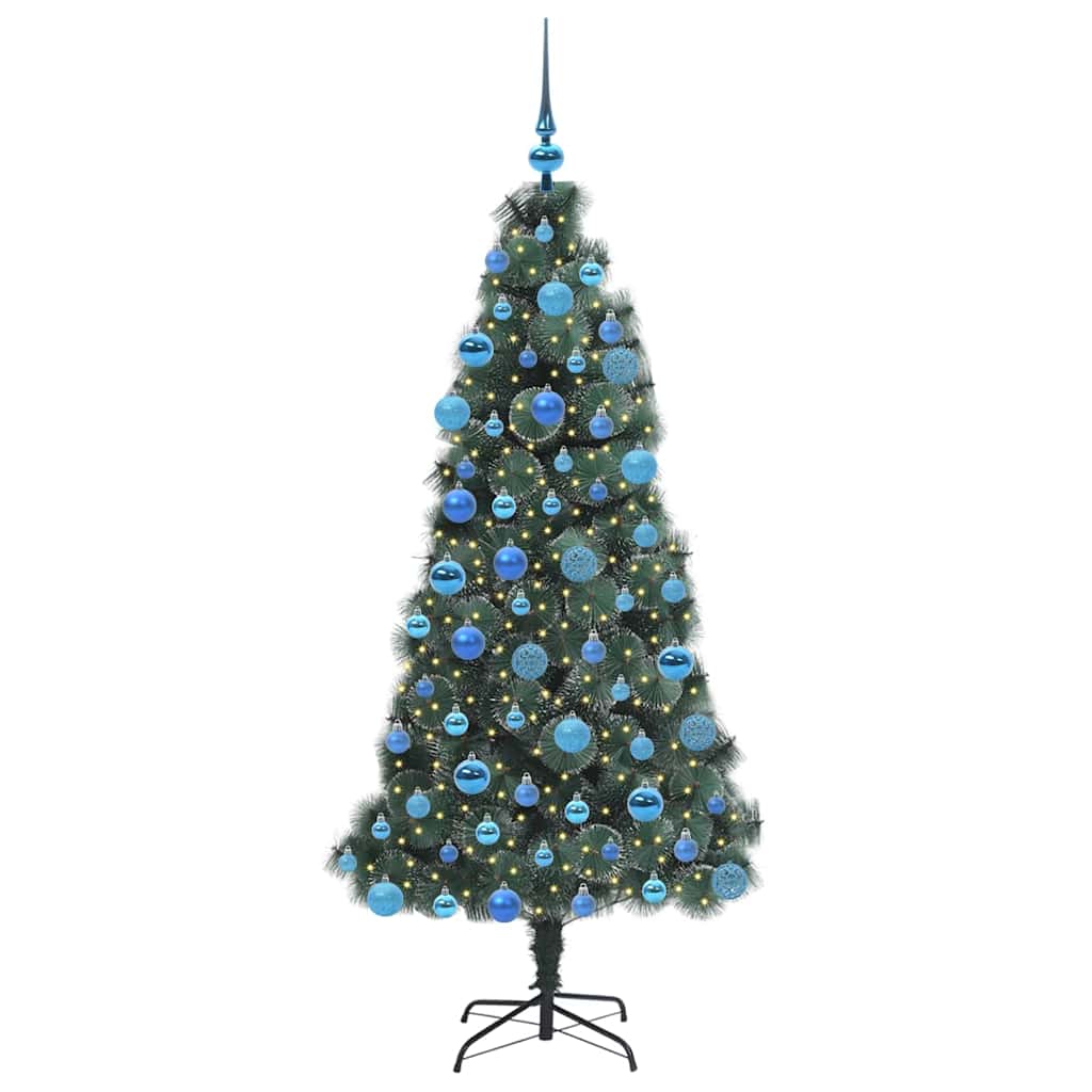 Künstlicher vorbeleuchteter Weihnachtsbaum mit Kugelset 180 cm
