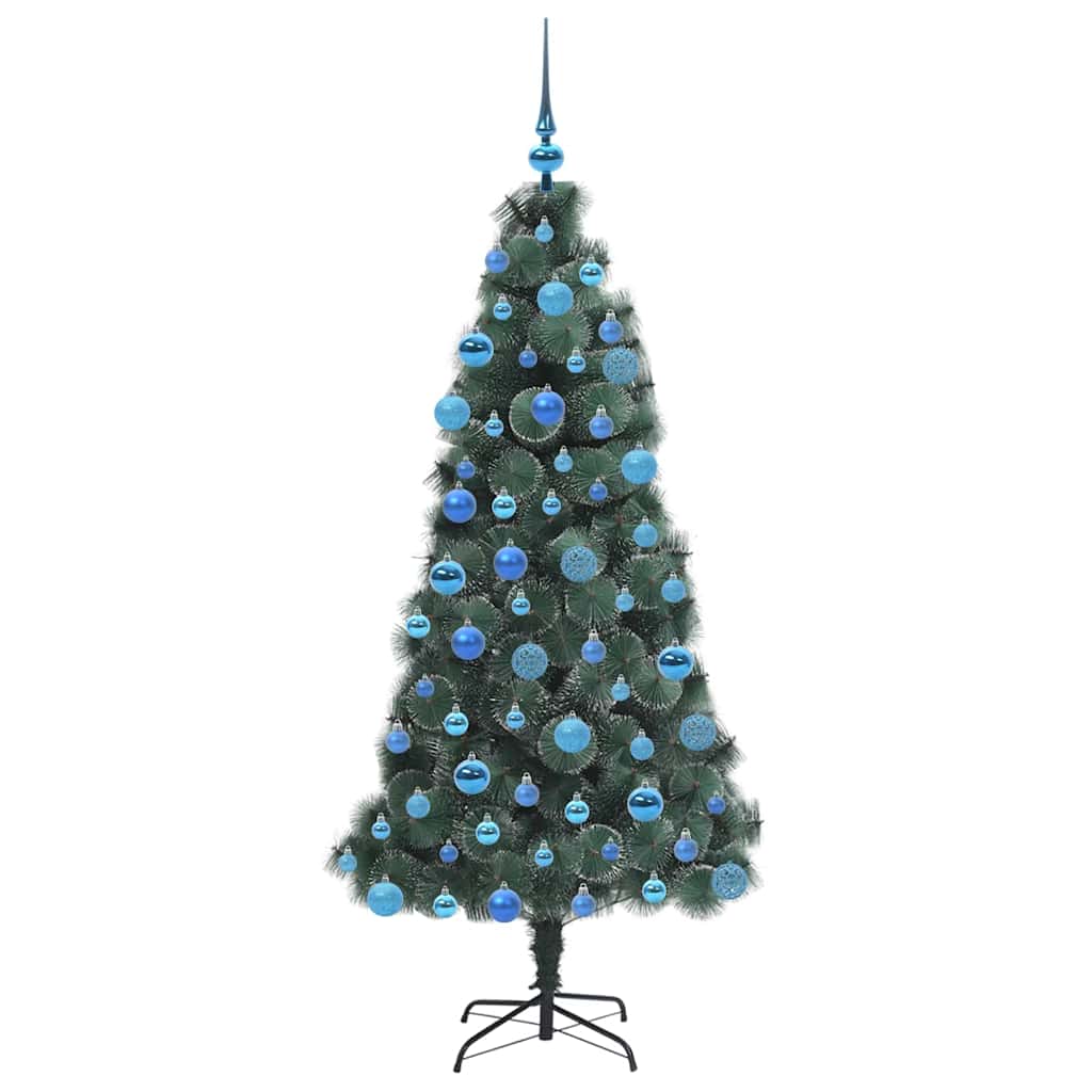 Künstlicher vorbeleuchteter Weihnachtsbaum mit Kugelset 180 cm