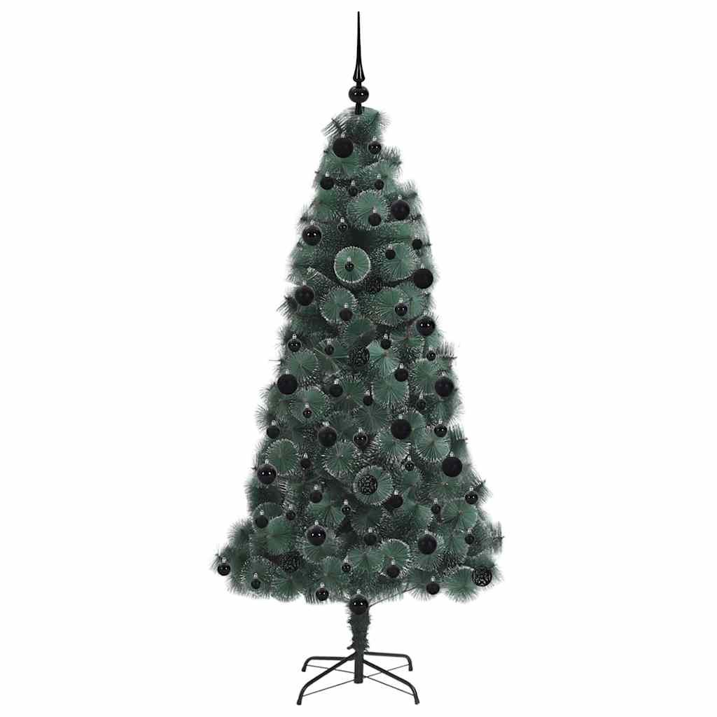 Künstlicher vorbeleuchteter Weihnachtsbaum mit Kugelset 210 cm