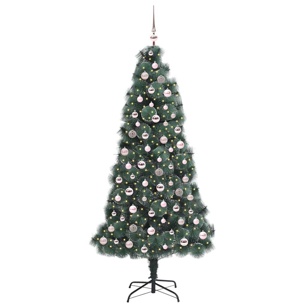 Künstlicher vorbeleuchteter Weihnachtsbaum mit Kugelset 210 cm