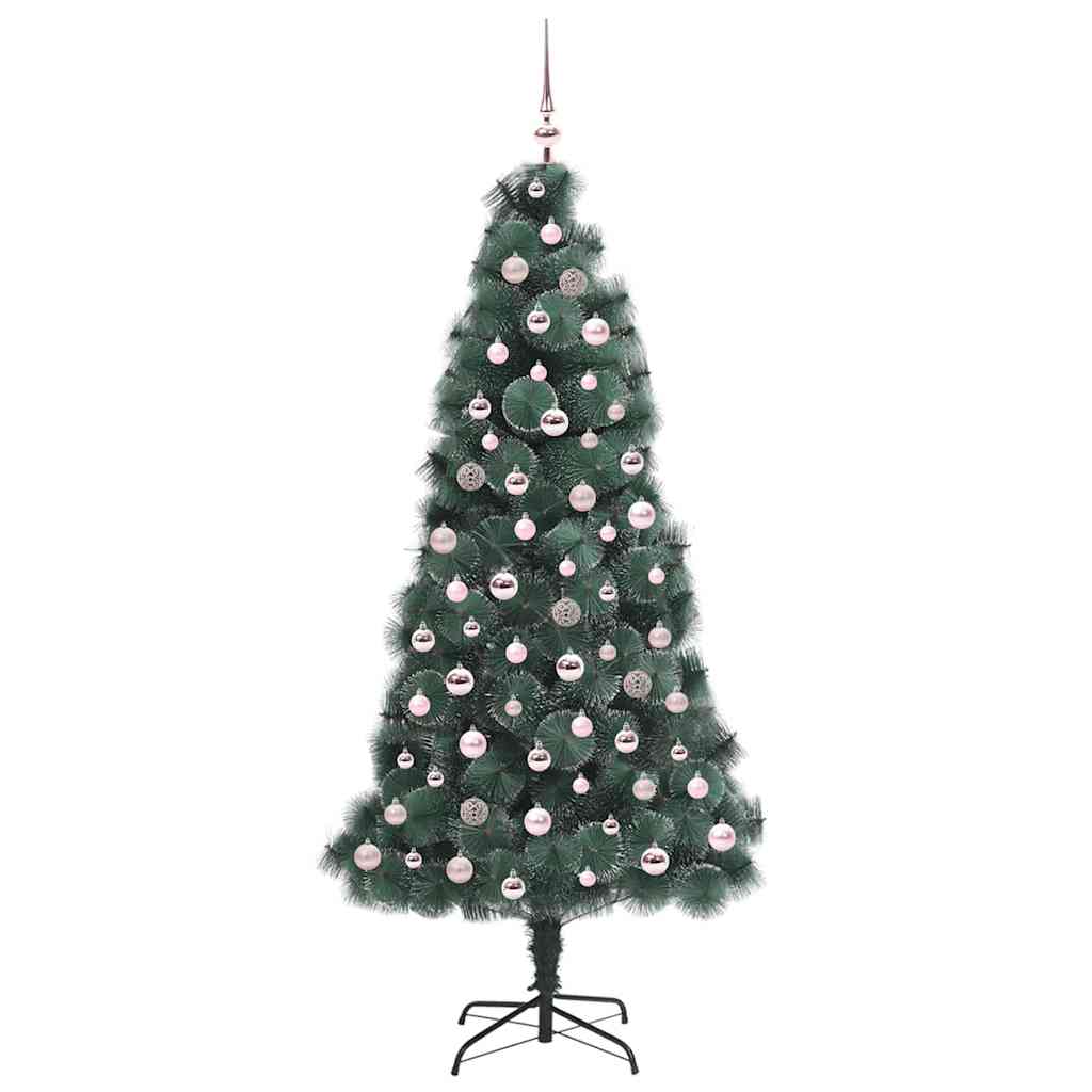 Künstlicher vorbeleuchteter Weihnachtsbaum mit Kugelset 210 cm