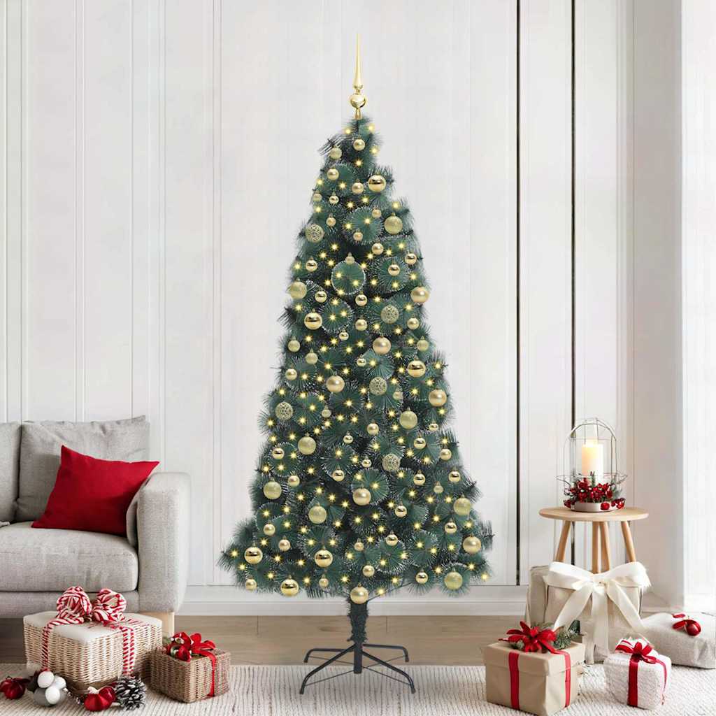 Künstlicher vorbeleuchteter Weihnachtsbaum mit Kugelset Grün