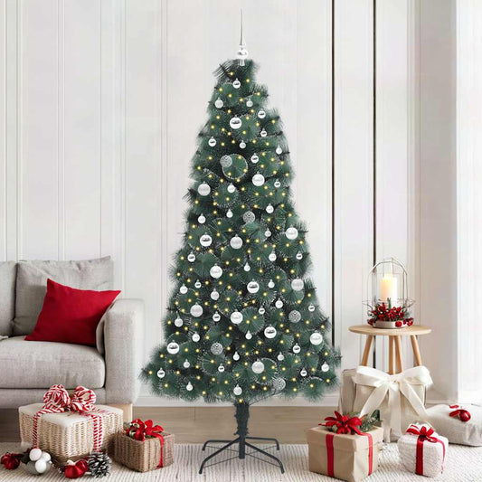 Künstlicher vorbeleuchteter Christbaum mit Baumanhänger-Set