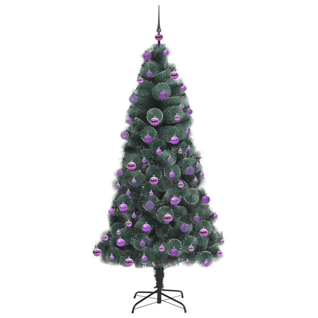 Künstlicher vorbeleuchteter Weihnachtsbaum mit Kugelset 210 cm