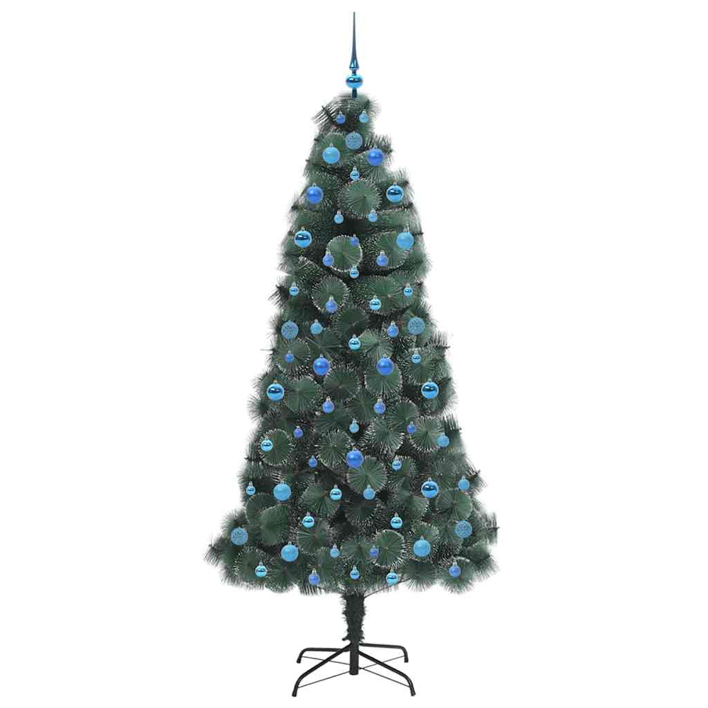Künstlicher vorbeleuchteter Weihnachtsbaum mit Kugelset 210 cm