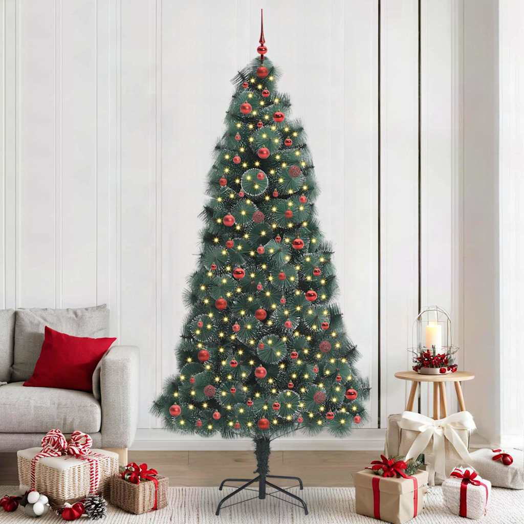 Künstlicher vorbeleuchteter Weihnachtsbaum mit Kugelset Grün
