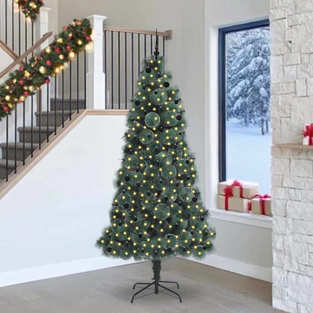 Künstlicher vorbeleuchteter Weihnachtsbaum mit Kugelset 240 cm