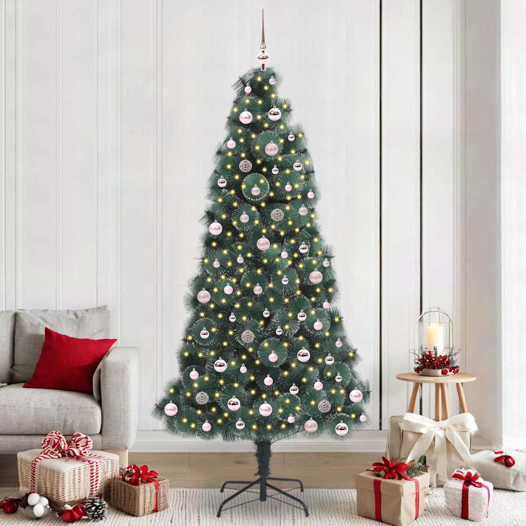 Künstlicher vorbeleuchteter Weihnachtsbaum mit Kugelset 240 cm