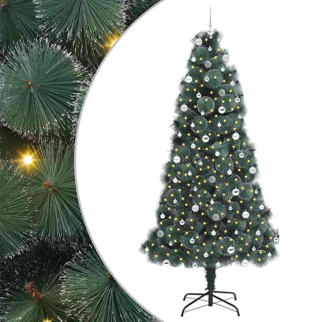 Künstlicher vorbeleuchteter Weihnachtsbaum mit Kugelset Grün