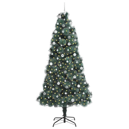 Künstlicher vorbeleuchteter Weihnachtsbaum mit Kugelset Grün