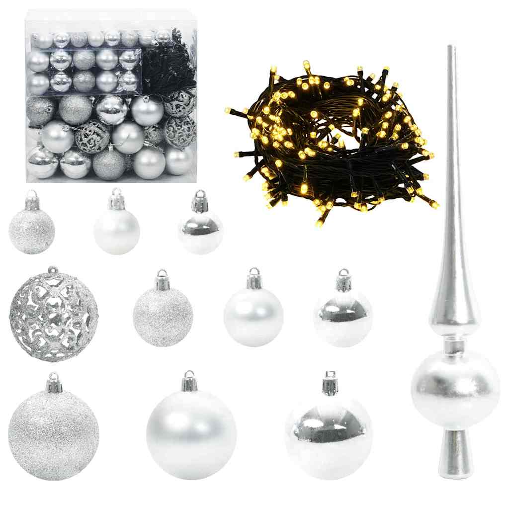 Künstlicher vorbeleuchteter Weihnachtsbaum mit Kugelset Grün