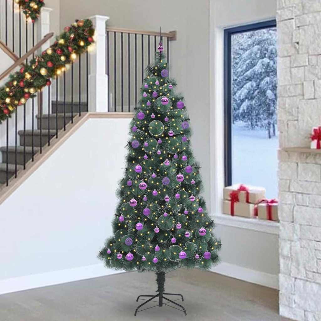 Künstlicher vorbeleuchteter Weihnachtsbaum mit Kugelset 240 cm