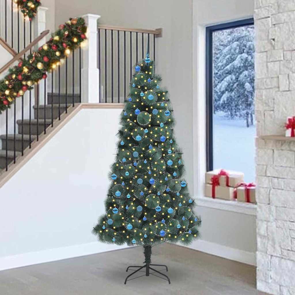 Künstlicher vorbeleuchteter Weihnachtsbaum mit Kugelset 240 cm