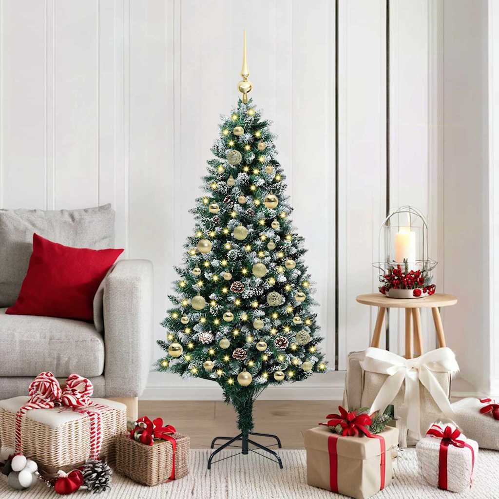 Künstlicher Weihnachtsbaum mit 150 LEDs mit Ständer Grün 150 cm