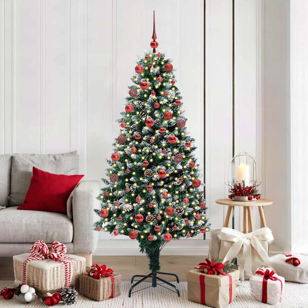 Weihnachtsbaum mit LED-Beleuchtung Grün und Weiß 180 cm
