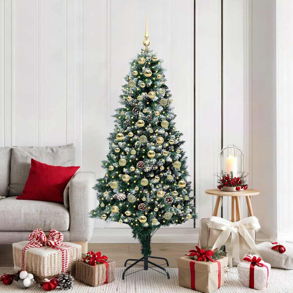 Weihnachtsbaum mit LED-Beleuchtung Grün und Weiß 180 cm