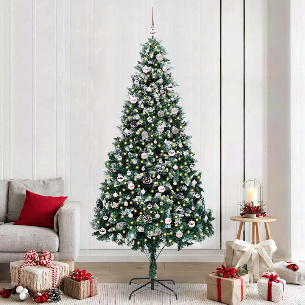 Künstlicher Weihnachtsbaum mit 300 LEDs mit Ständer Grün 240 cm