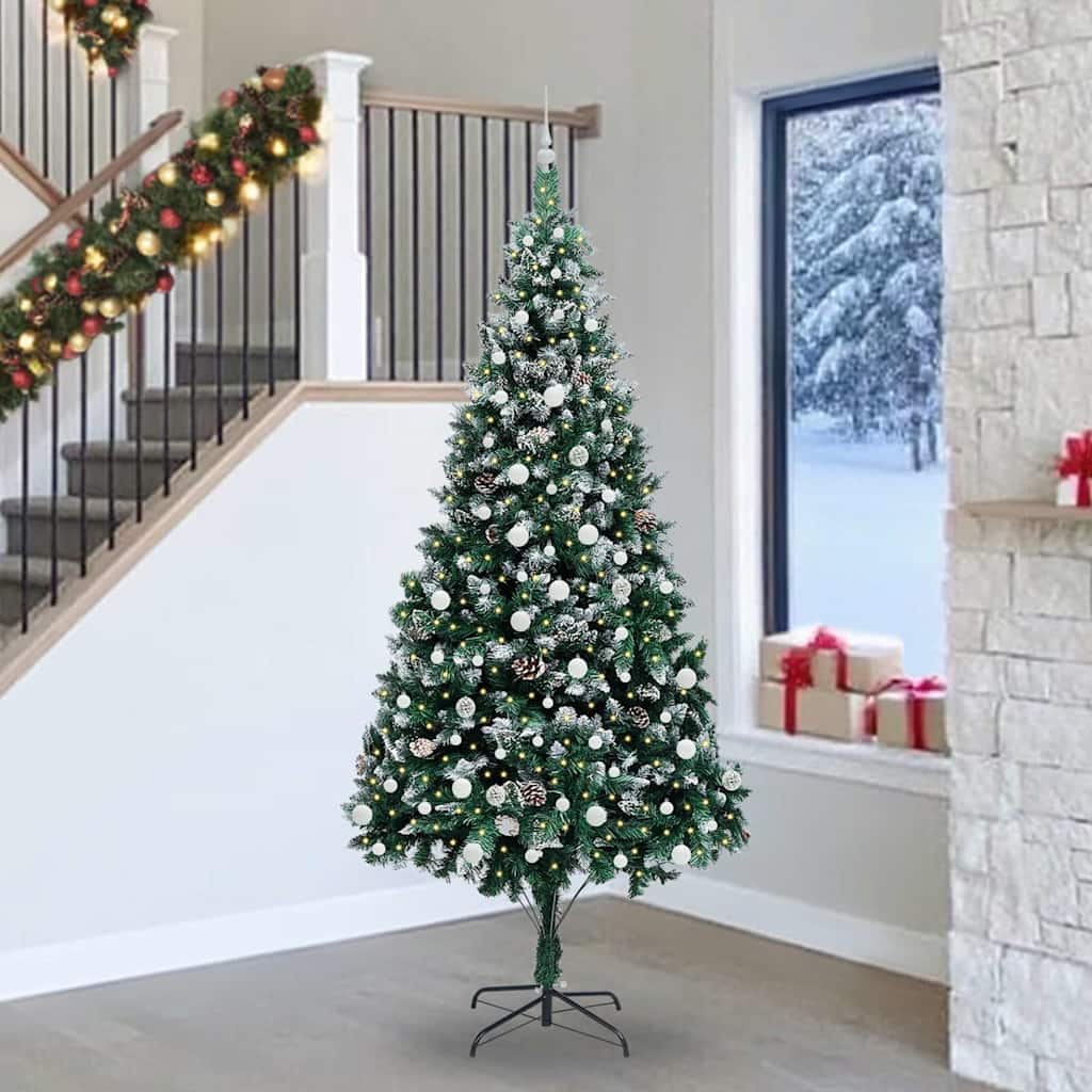 Künstlicher Weihnachtsbaum mit 300 LEDs mit Ständer Grün 240 cm