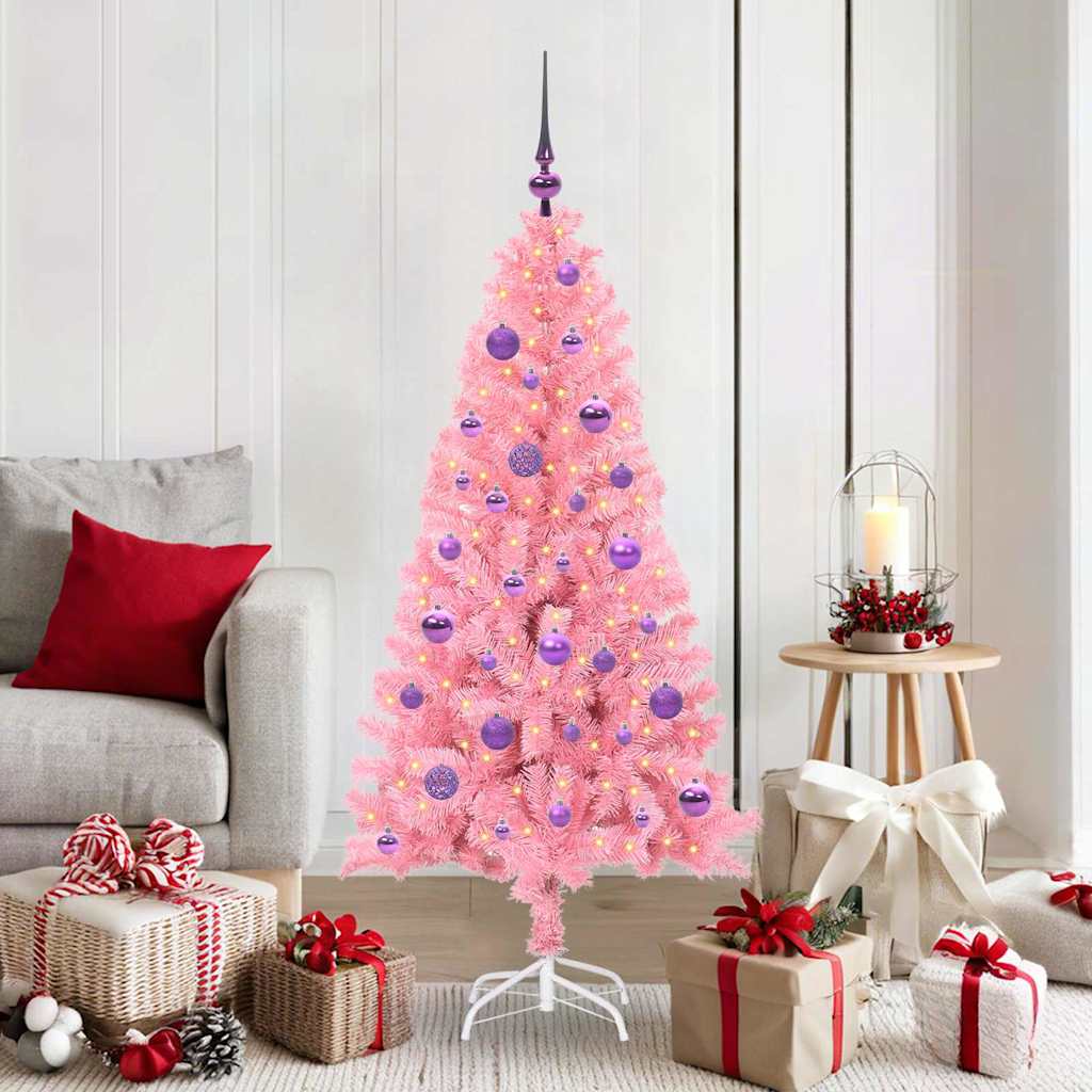 Weihnachtsbaum mit 150 LEDs mit Ständer Rosa 150 cm PVC