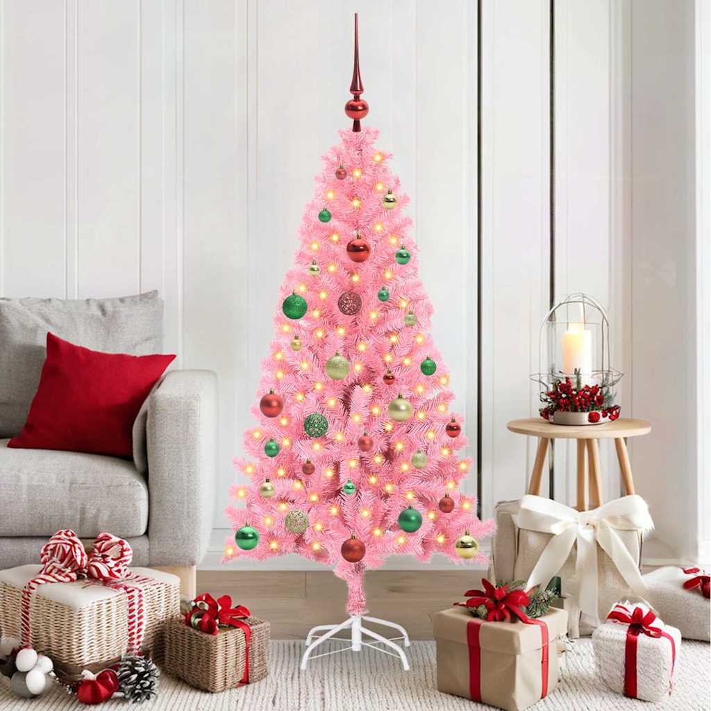 Weihnachtsbaum mit 150 LEDs mit Ständer Rosa 150 cm PVC